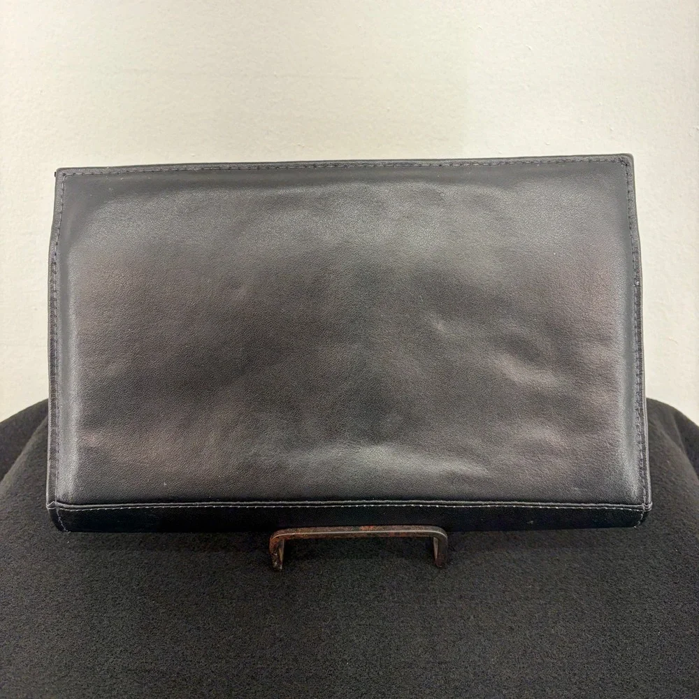 Black Leather Clutch Vintage Cuero Vaca Chain Purse Gold Logo Handbag Argentina